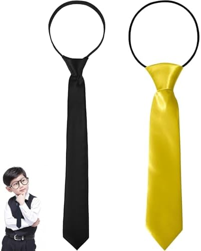 Syylqyr 2 Pcs Kids Tie Set Adjustable School Ties Elastic Clip On Skinny Tie For Formal Events Soft Fabric Comfort Fit For Kids Perfect For Graduation Weddings And Daily Wear