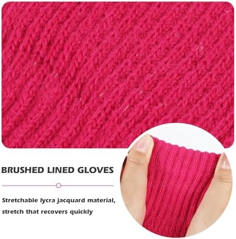 TAGVO 6 Pairs Kids Knitted Gloves Children Jacquard Gloves Winter Thermal Magic Gloves Full Finger Stretchy Kids Knitted Gloves MittenThermal Fleece For Boys Girls 5-12Y