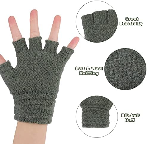 TAGVO Kid's Winter Fingerless Gloves & Mittens - 6 Pairs Unisex Stretchy Warm Magic Gloves For Boys Or Girls - Outdoor Activities: Ski Skate