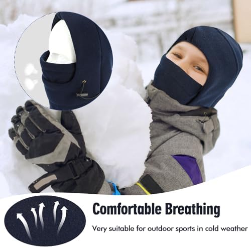TAGVO Thermal Balaclava Hat For Kids Multifunction Windproof Balaclava Ski Mask Full Face Cover Hat Breathable Snood Hood Hat Neck Warmer For Helmet Winter Outdoor Sports Suitable For 4-10 Years