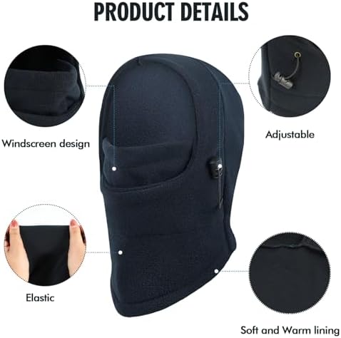 TAGVO Thermal Balaclava Hat For Kids Multifunction Windproof Balaclava Ski Mask Full Face Cover Hat Breathable Snood Hood Hat Neck Warmer For Helmet Winter Outdoor Sports Suitable For 4-10 Years