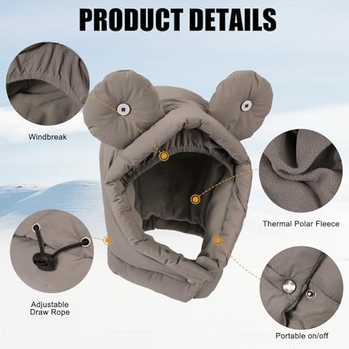 TAGVO Unisex Kids Thermal Winter Hat Windproof Thermal Fleece Face Cover Winter Hood Hats With Neck Warmer Outdoor Balaclava Trapper Hat With Ear Flaps For 3-7 Years Boys Girls Cycling Hiking Sports