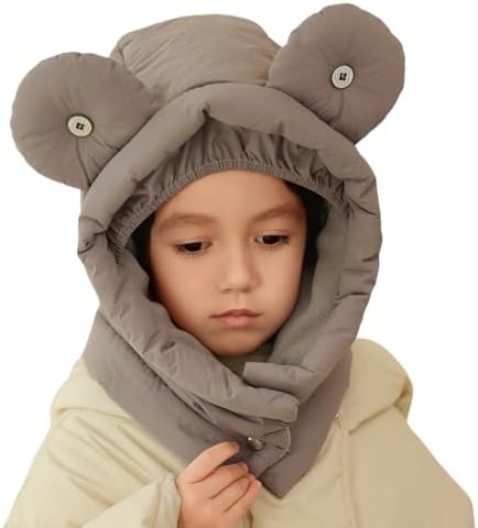 TAGVO Unisex Kids Thermal Winter Hat Windproof Thermal Fleece Face Cover Winter Hood Hats with Neck Warmer Outdoor Balaclava Trapper Hat with Ear Flaps for 3-7 Years Boys Girls Cycling Hiking Sports