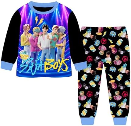 TBNRFrags Boys Pajamas Set Kpop Demon Hunters Pyjamas Saja Boys Long Sleeve Pjs Party Pajamas Cartoon Sleepwear for Kids