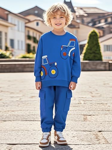 TCWWBB Boys Clothes Sets Dinosaur Digger Rocket Outfits Kids Long Sleeve Jumper Sweatshirt&Pants Sweatpants Outfits Set Toddler 2 Pieces Crewneck Cotton Winter Clothing Set Age 1-7 Years Old