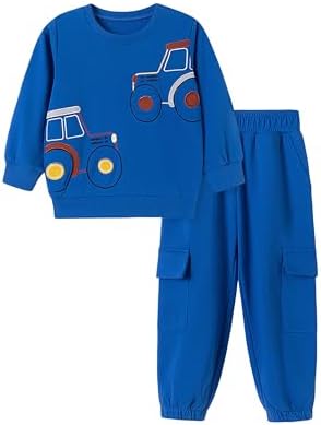 TCWWBB Boys Clothes Sets Dinosaur Digger Rocket Outfits Kids Long Sleeve Jumper Sweatshirt&Pants Sweatpants Outfits Set Toddler 2 Pieces Crewneck Cotton Winter Clothing Set Age 1-7 Years Old