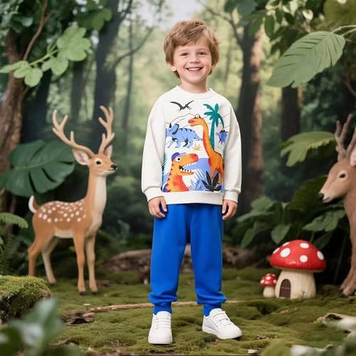 TCWWBB Boys Clothes Sets Dinosaur Digger Rocket Outfits Kids Long Sleeve Jumper Sweatshirt&Pants Sweatpants Outfits Set Toddler 2 Pieces Crewneck Cotton Winter Clothing Set Age 1-7 Years Old