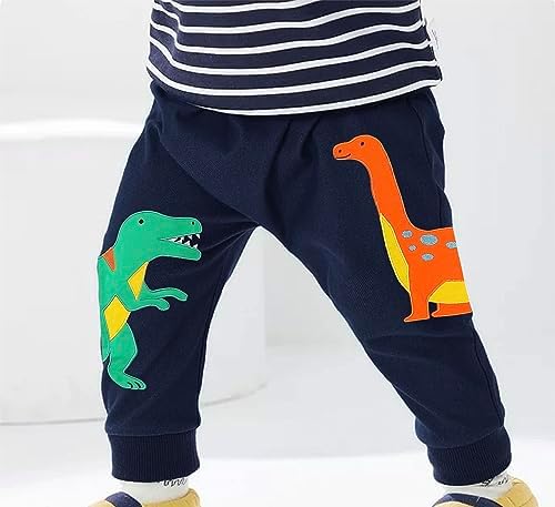 TCWWBB Boys Trousers Digger Dinosaur Reindeer Santa Claus Cotton Sweatpants Jogging Drawstring Tracksuit Pants Kids Girls Christmas Xmas Sport Jogger Bottoms Age 1-7 Years