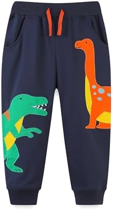 TCWWBB Boys Trousers Digger Dinosaur Reindeer Santa Claus Cotton Sweatpants Jogging Drawstring Tracksuit Pants Kids Girls Christmas Xmas Sport Jogger Bottoms Age 1-7 Years