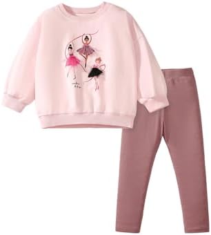 TCWWBB Girls Kids Outfits Clothes Set Toddler Cute Unicorn Bunny Bowknot Birthday Print long Sleeve Cotton Shirt jumper Dresses Tops Leggings Trousers Pants 2 Piece Clothing Set Age 1-7 Years Old