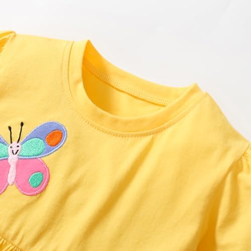 TCWWBB Girls Summer Dresses Unicorn Butterfly Floral Rainbow Casual Dress Cotton Shirt Cartoon Short Sleeve Sleeveless Dress For Kids Age 1-7 Years Old