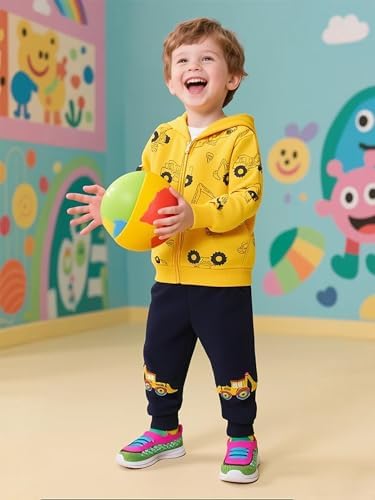 TCWWBB Toddler Boys Clothes Sets Dinosaur Digger Rocket Outfits Kids Long Sleeve Jumper Sweatshirt&Pants Jogger Clothing Set Baby 2 Pieces Crewneck Cotton Winter Outfit Set Age 1-7 Years Old