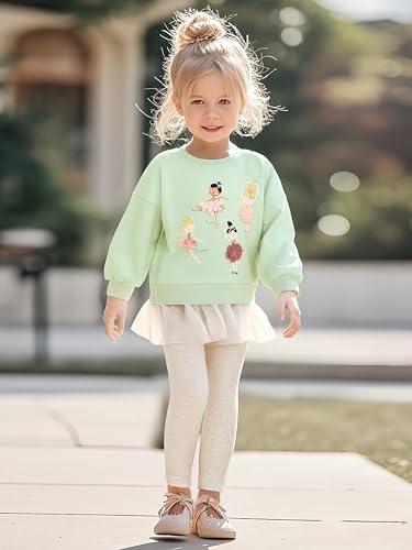 TCWWBB Toddler Girls Clothes Outfits Set Kids Unicorn Bunny Dancing Elf Print Jumper Long Sleeve Shirt Dresses Tops Leggings Trousers Pants 2 Piece Winter Cotton Clothing Set Age 1-7 Years Old
