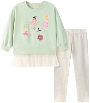 TCWWBB Toddler Girls Clothes Outfits Set Kids Unicorn Bunny Dancing Elf Print jumper long Sleeve Shirt Dresses Tops Leggings Trousers Pants 2 Piece Winter Cotton Clothing Set Age 1-7 Years Old