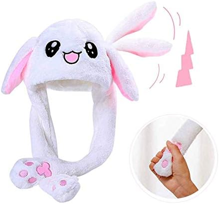 Tderloi Hat Girls Animals Ear Moving Jumping Hats Children Women Warm Plush Rabbit Winter Kids Bunny Fuzzy Pinch Airbag Caps (Color : Stitch Blue Size : 30x50cm)