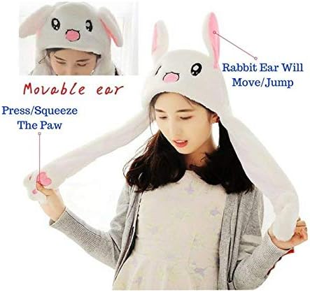 Tderloi Hat Girls Animals Ear Moving Jumping Hats Children Women Warm Plush Rabbit Winter Kids Bunny Fuzzy Pinch Airbag Caps (Color : Stitch Blue Size : 30x50cm)