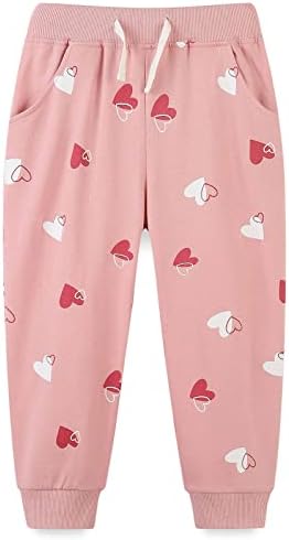 TEDD Girls Trousers Cotton Rainbow Pattern Sweatpants School Jogging Tracksuit Harem Pants with Pockets for Kids Age 1-7 Years