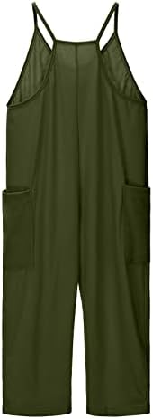Teen Girls Sleeveless Overalls Spaghetti Strap Summer Casual Loose Wide Leg Jumpsuits Solid Crew Neck Kids Long Romper With Pockets Girls Cargo Overalls Jumpsuit