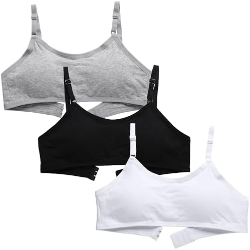 Teen Girls Training Bras Wireless Light Padded Sports Underwear Halter Vest Bralettes with Adjustable Strap for Age 10-16