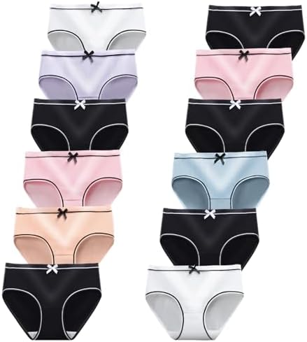 Teenage Girls' Knickers 12 Pack Underwear Comfortable Briefs Cotton Pants(8-16Years)