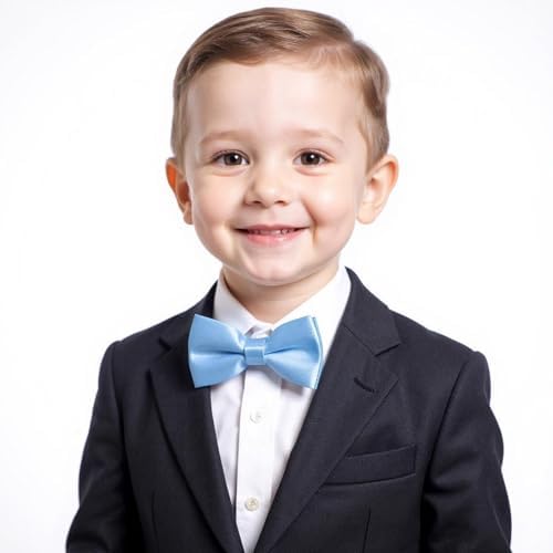 Telooco Light Blue Bow Ties For Boys Pre-tied Kids Bow Tie Adjustable Solid Color Toddler Bowtie For Boys Girls School Wedding Party