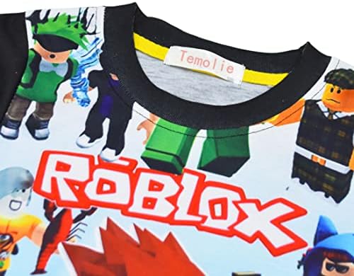 Temolie Roblox Pjs For Boys Short Sleeve T-shirt Pants Nightwear Set Girls 3D Gaming Character Sleepwear Kids Pajamas 2Pcs