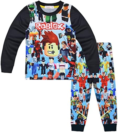 Temolie Roblox Pjs for Boys Short Sleeve T-shirt Pants Nightwear Set Girls 3D Gaming Character Sleepwear Kids Pajamas 2Pcs