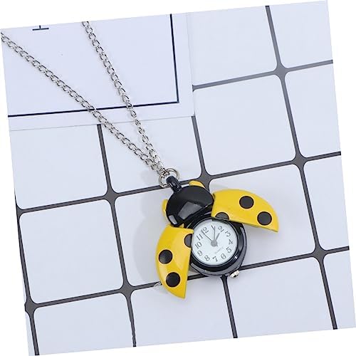 TENDYCOCO 3pcs Retro Watch For Pocket Fob Watch Cartoon Pocket Ladybug Retro Quartz Ladybug Keychain Necklace Girl Man Birthday Present Strap