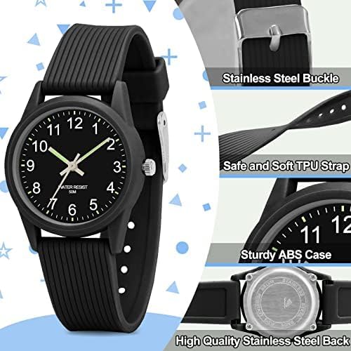 TENOCK Kids Analog Watches For Girls Boys Ages 3-10 5ATM Waterproof Children Watch Kids Watches With Soft Band Learning Time Easy To Read Kids Great Birthday Gifts