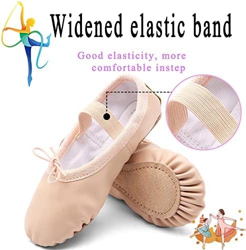 TETSUO Girls Ballet Shoes Indoor Gymnastic Ballerina Dance Flats Slippers For Kids Toddlers Dancing Yoga Fitness
