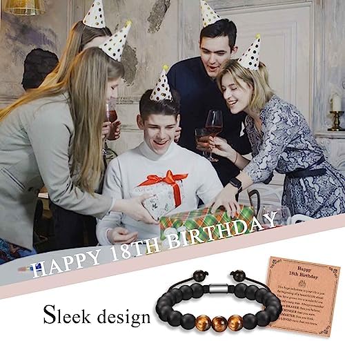 TEVOP 21st 30th 40th 50th 60th 70th Birthday Gifts For Men Tiger Eye Stone Bracelet Birthday Presents For Him Grandad Dad Son Brother Grandson Friend Perfect Mens Birthday Gift Ideas