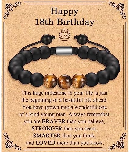 TEVOP 21st 30th 40th 50th 60th 70th Birthday Gifts for Men Tiger Eye Stone Bracelet Birthday Presents for Him Grandad Dad Son Brother Grandson Friend Perfect Mens Birthday Gift Ideas