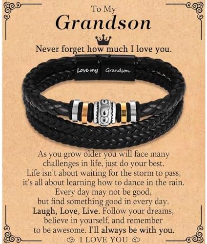 TEVOP Engraved Leather Bracelet Mens Bracelet Gifts for Son Grandson Husband Perfect Birthday Christmas Valentines Graduation Gifts for Men Boys Gift for Fathers Day Dad Grandad Daddy