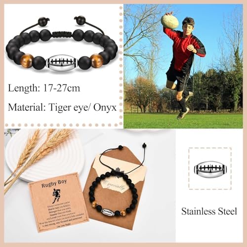 TEVOP Football Basketball Bracelet For Boys Coach Gift For Men Son Grandson Nephew Brother