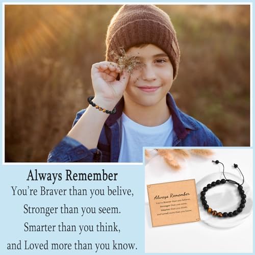 TEVOP Gifts For Teenage Boys Beaded Bracelet Special Birthday Christmas Graduation Gifts For Son Grandson Brother Nephew Stocking Fillers For Teenage Boys