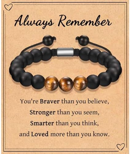 TEVOP Gifts for Teenage Boys Beaded Bracelet Special Birthday Christmas Graduation Gifts for Son Grandson Brother Nephew Stocking Fillers for Teenage Boys