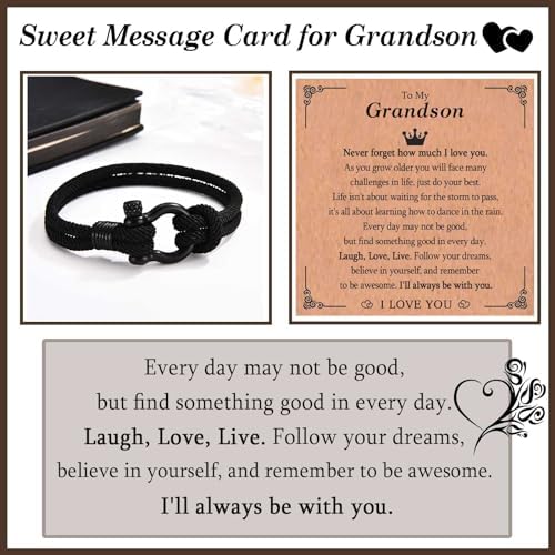 TEVOP Gifts For Teenage Boys Son Grandson Brother Nephew Friend Gifts Braided Bracelet Graduation Gifts For Him Boys Birthday Christmas Graduation Confirmation Presents