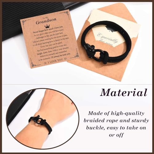 TEVOP Gifts For Teenage Boys Son Grandson Brother Nephew Friend Gifts Braided Bracelet Graduation Gifts For Him Boys Birthday Christmas Graduation Confirmation Presents