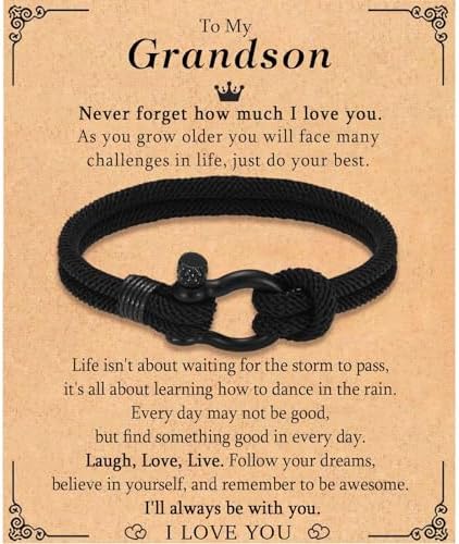 TEVOP Gifts for Teenage Boys Son Grandson Brother Nephew Friend Gifts Braided Bracelet Graduation Gifts for Him Boys Birthday Christmas Graduation Confirmation Presents