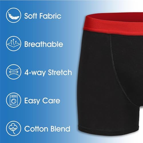 The Essentials Wardrobe Boys Boxer Shorts 10 Pack Cotton Blend Boy's Boxers Underwear With 4-Way Stretch Breathable Soft Fabric Double Front Panel & Elastic Waistband