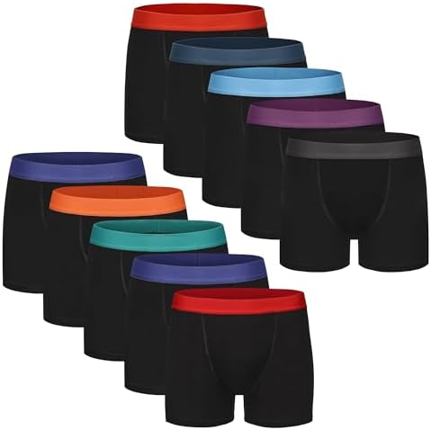 The Essentials Wardrobe Boys Boxer Shorts 10 Pack Cotton Blend Boy's Boxers Underwear with 4-Way Stretch Breathable Soft Fabric Double Front Panel & Elastic Waistband