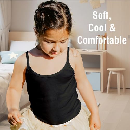 The Essentials Wardrobe Girls 5 Pack Cami Vests Underwear Sleeveless Kids 100% Cotton Size 4-13 Years