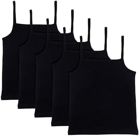 The Essentials Wardrobe Girls 5 Pack Cami Vests Underwear Sleeveless Kids 100% Cotton Size 4-13 Years