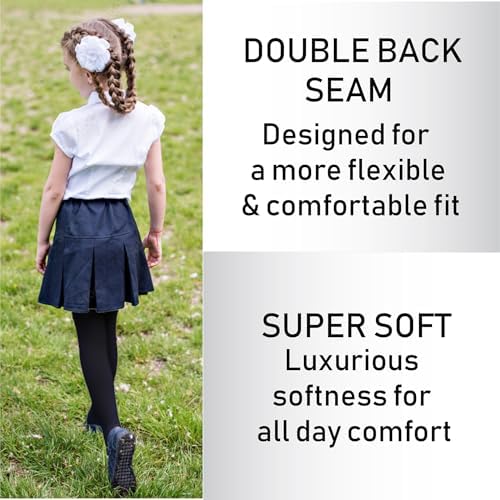 The Essentials Wardrobe Girls Tights Pack Of 4 Cotton Rich Breathable Elasticated Waist Soft Durable Schoolwear Girls Tights Sizes 2-12 Yrs