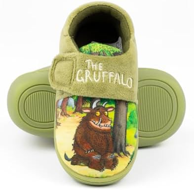 The Gruffalo Boys Slippers Kids Green Graphic Footwear With Adjustable Strap Storybook Loungewear Merchandise Slip On House Shoes Nightwear Apparel Gift For Children & Toddlers