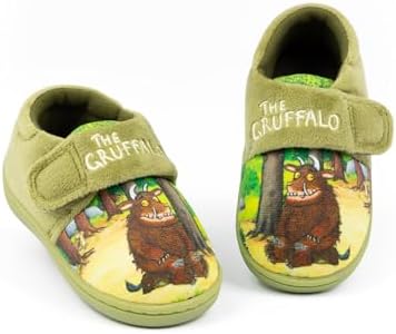 The Gruffalo Boys Slippers Kids Green Graphic Footwear with Adjustable Strap Storybook Loungewear Merchandise Slip On House Shoes Nightwear Apparel Gift for Children & Toddlers
