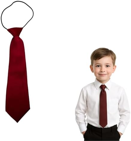 The Tie Co™ Kids Satin Elasticated Tie – Solid Plain Colour Pre-Tied Boys & Girls Neck Tie