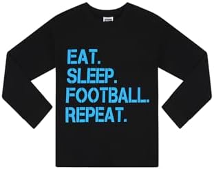 ThePyjamaFactory Boys Eat Sleep Football Repeat Long Cotton Pyjamas Blue Unisex