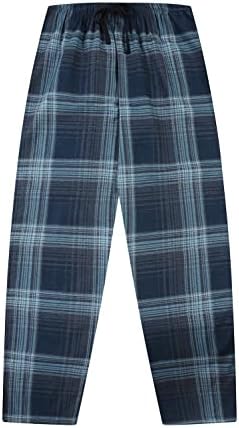 ThePyjamaFactory Boys Navy Blue Long Tartan Check Bottoms Pyjama Set Pjs For Kids