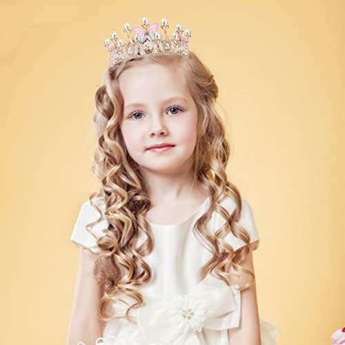 Tiaras For Girl Crystal Tiara Pearl Princess Crown For Girls Handmade Butterfly Pearl Girls Tiaras For Kids 5-16 Years Gifts For Birthday Costume Party Christmas